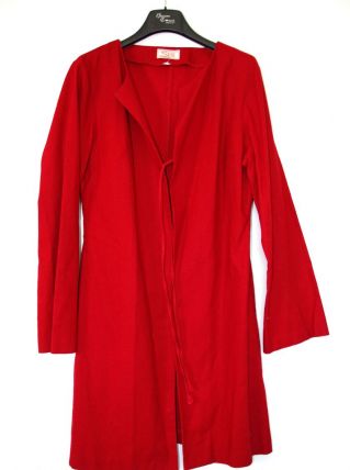 Veste longue rouge sans S de Style Taille 38 lin mélangé TBE