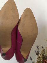 Escarpins vintage en cuir roses lisse / petit talon / P36