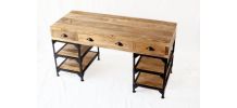 Bureau industriel métal et bois de manguier