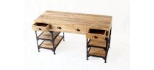 Bureau industriel métal et bois de manguier