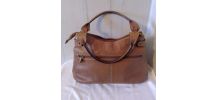 Sac à main vintage en cuir fauve marque  Patrick BIanc