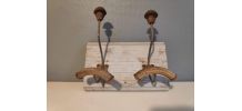 porte-manteaux et chapeaux 2 patères métal et bois courbé 