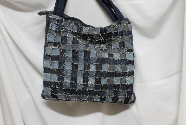 sac à main en jean recyclé fait main