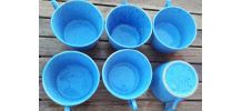 Lot de 6 grandes tasses à café en grès, vintage