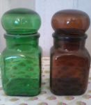 vintage années 1970 Pots en verre translucide coloris vert e