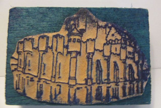 tampon ancien école château fort/ville fortifiée