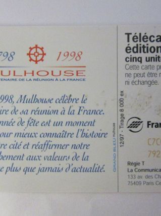 télécarte collection Mulhouse édition limitée cinq unités