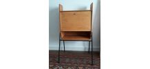 Secrétaire vintage 60 metal et bois blond