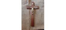 Crucifix mural bois et laiton