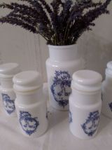  Lot de 5 pots vintage en opaline  des années 