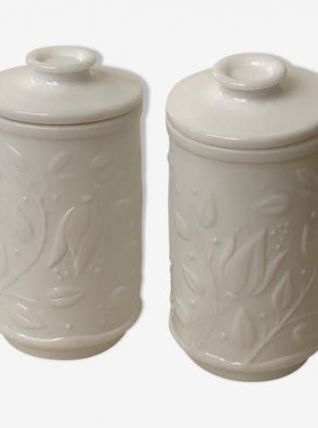 Ensemble de 2 bocaux en verre opale 