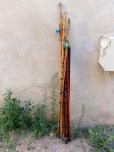 Lot de canne a peche en bambou avec molinet