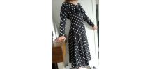 robe cacharel en mousseline de soie , à pois années 70