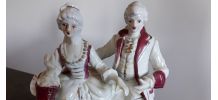 Ancien couple de marquis et marquise en porcelaine