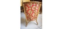 panière en osier avec son tissu d'époque 1970 pour tricot ou