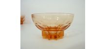 Lot de 6 coupelles anciennes en verre pressé rose