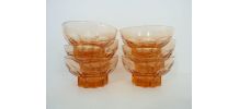 Lot de 6 coupelles anciennes en verre pressé rose