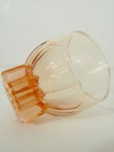 Lot de 6 verres anciens à digestif, verre pressé rose
