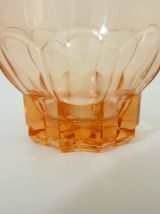 Lot de 6 verres anciens, verre pressé rose, apéritif 
