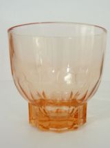 Lot de 6 verres anciens, verre pressé rose, apéritif digesti