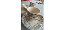 Guirlande Ensemble 3 tasses /3 soucoupes faïence anciennes