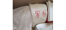 Drap ancien, brodé, lin, coton,mixte