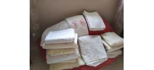 Drap ancien, brodé, lin, coton,mixte