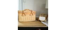 Petite valise, vanity en osier 