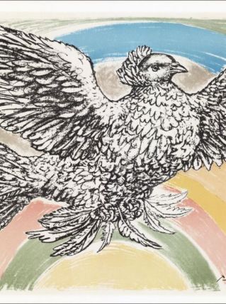 Lithographie Picasso Colombe Arc en ciel