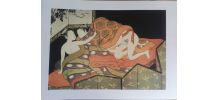 Gravure érotique, papier vergé de Hollande Van Gelder Zonen