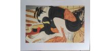 Gravure érotique, papier vergé de Hollande Van Gelder Zonen