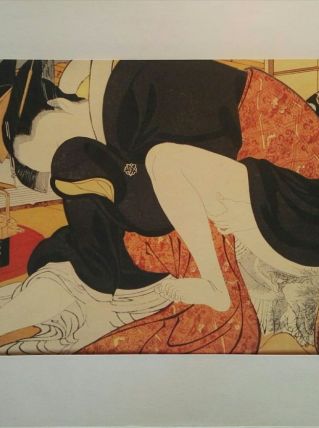 Gravure érotique, papier vergé de Hollande Van Gelder Zonen