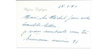 Carte autographe à en-tête 16x10 signée Régine Deforges