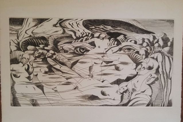 Superbe gravure originale Giovanni GIANNINI pour Edgar Poe