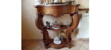 CONSOLE ACAJOU AVEC MARBRE BLANC STYLE EMPIRE