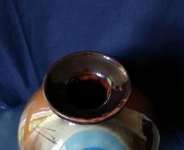 Vase boule en céramique vernie 1970