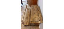 Pupitre écolier 1950 avec encriers en verre bois macif