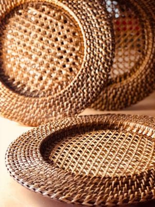 Set de dessous d'assiettes en rotin. (2 paires)