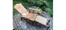 Chaise longue en osier et rotin année 30
