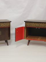 Paire de tables de chevet des années 50 60 restaurée
