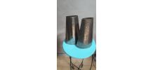vases metal argente peau de reptile 1970 