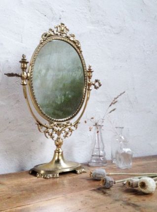 Miroir psyché en laiton 