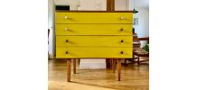 Commode vintage jaune années 50 / 60