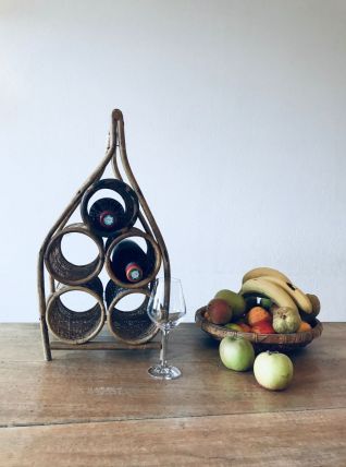Porte bouteille en rotin et osier