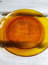 Lot de 6 assiettes plates Duralex ambrées marron, années 70