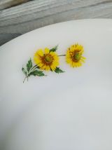 Plat de service, plat creux vintage Arcopal modèle tournesol