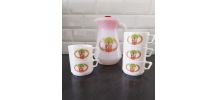 Lot de 5 tasses à café Arcopal modèle Chambourcy et pichet a
