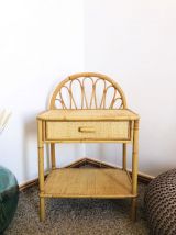 Table de chevet ou d'appoint en rotin &amp; bambou