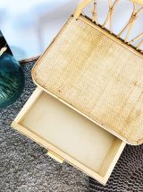 Table de chevet ou d'appoint en rotin &amp; bambou