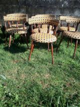 Fauteuil 60's 70's tissu rouge ou jaune  vintage retro